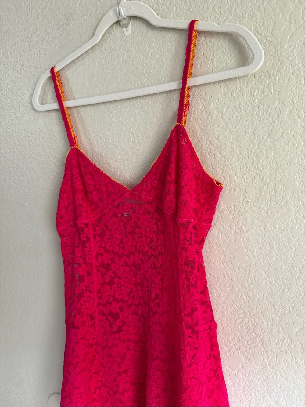 Free People Hot Pink Lace Chemise Slip NEW
